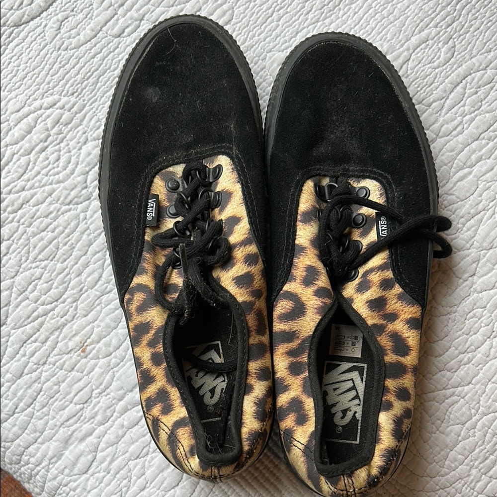 Vans Black and Animal Print Sneakers